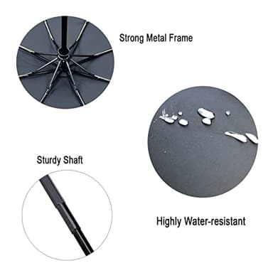 NPCQUN Travel Essentials Umbrella Windproof Compact Collapsible Light, Automatic, Strong and Portable, Wind Resistant, Folding Small Umbrella for Rain Black - Image 6