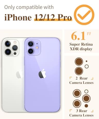 GVIEWIN for iPhone 12 Case and iPhone 12 Pro Case with Screen Protector + Camera Lens Protector, Clear Flexible TPU Shockproof Cover Women Girls Flower Pattern Phone Case 6.1 (Morning Glory/Purple) - Image 2