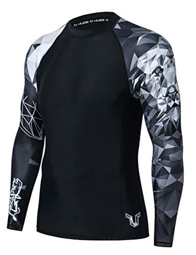 HUGE SPORTS Wildling Series UV Protection Quick Dry Compression Rash Guard (Lion,L) - Image 1