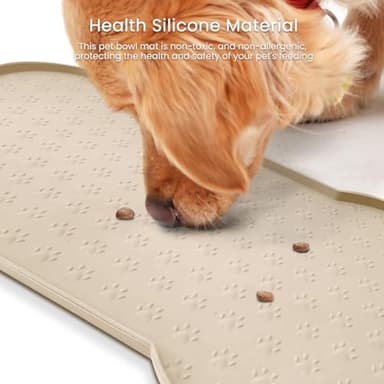 PWTAA Dog Food Mat Anti-Slip Silicone Dog Bowl Mat Thicker Pet Placemat Waterproof Cat Feeder Pad with Raised Edge Puppy Kitten Feeding Mats Suitable Small Medium-Sized Dogs Cats Eating Tray - Image 6
