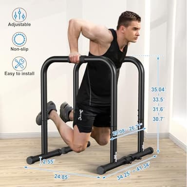 RELIFE REBUILD YOUR LIFE Dip bars &Dip Station Functional Heavy Duty Dip Stands Fitness Workout Dip bar Station Stabilizer Parallette Push Up Stand (Black) - Image 3