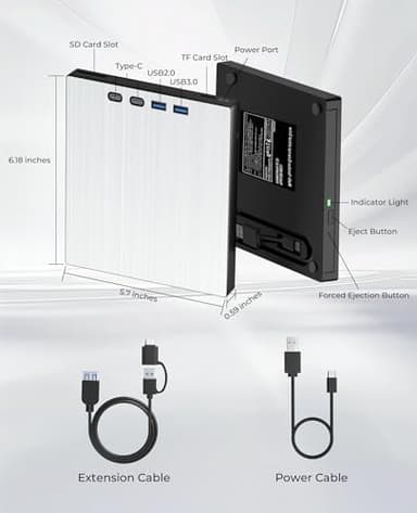 juwuoi External Blu ray Drive for Laptop Portable Blu Ray Burner USB 3.0 Type-C CD/BD Disc Drives Support 100G Bluray/DVD Drive for PC Compatible with Windows Linux Mac OS - Image 8