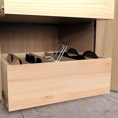 Mulush Pull Out Cabinet Organizer with Divider, 28''W×21''D×7''H Soft Close Wood Drawer for Kitchen Pantry, Finished, Heavy-Duty, Bottom Assembly (Wood Drawer Part Width is 27'') - Image 5