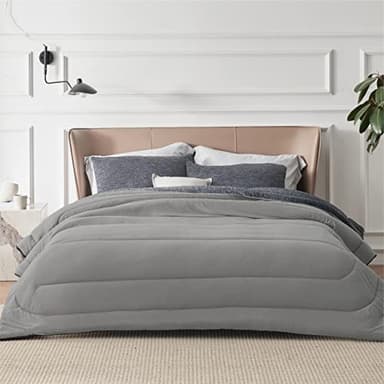 Bedsure King Comforter Set - Cooling and Warm Bed Set, Dark Grey Reversible Bedding for All Season, 3 Pieces, 1 King Size Comforter (102"x90") and 2 Pillow Cases (20"x36") - Image 2