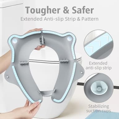 SKYROKU Foldable Kids Toilet Seat – Portable & Anti-Slip Travel Potty Training Seat for Toddlers,Safety material Baby Toilet Seat, Easy Clean & Compact for Home, Daycare, Grandparents House (Ages 2-6) - Image 3