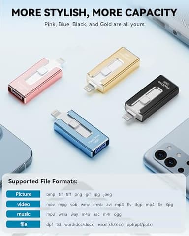 Flash Drive for iPhone iPad, Photo Stick for External Memory Storage, Easily Back Up and Save Photos Videos, USB Memory Stick Thumb Drive for iPhone/iPad/Android/PC (Blue) - Image 5