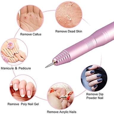 Portable Electric Nail Drill Machine, Professional 20000 RPM USB Manicure Pedicure Drills for Acrylic Nails Gel Polishing Shape Tools - Image 5
