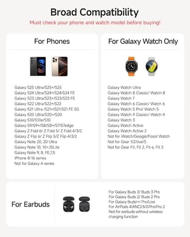 Wireless Charger for Samsung, 3 in 1 Wireless Charging Station for Samsung Galaxy S25 Ultra/S24 Ultra/S23/S22/Note 20/Z Flip 7/Fold 6, Charger for Samsung Galaxy Watch Ultra/8/7/6, Galaxy Buds 3/3 Pro - Image 2