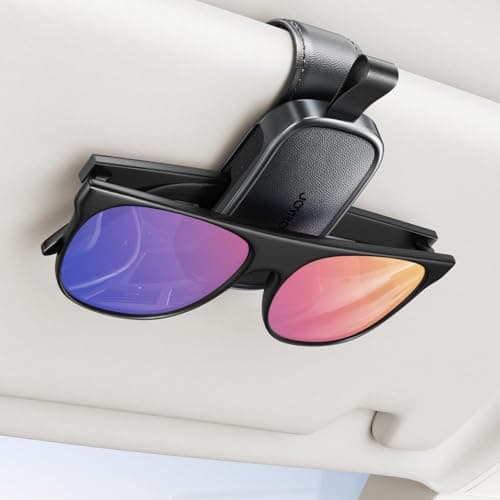 JOYROOM Sunglasses Holder for Car Visor, 2025 Upgrade Magnetic Glasses Car Holder, Universal Fits Leather Eyeglasses Clip Compatible with All Glasses, One-Handed Operation - Image 1