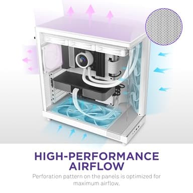 NZXT H6 Flow | CC-H61FW-01 | Compact Dual-Chamber Mid-Tower Airflow Case | Panoramic Glass Panels | High-Performance Airflow Panels | Includes 3 x 120mm Fans | Cable Management | White - Image 6