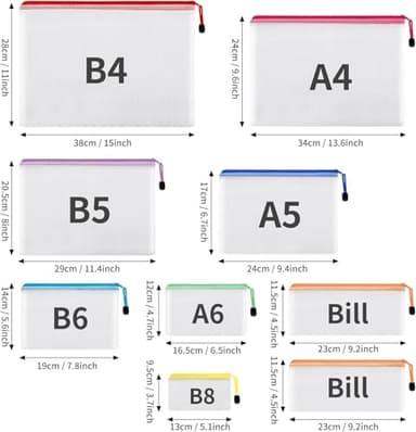 EOOUT 30pcs Mesh Zipper Pouch Bags, 8 Sizes Plastic Bags, 8 Colors Waterproof Pouches with slide fastener for Organization, Multipurpose for Travel, School Supplies, Office and Home Organization - Image 2