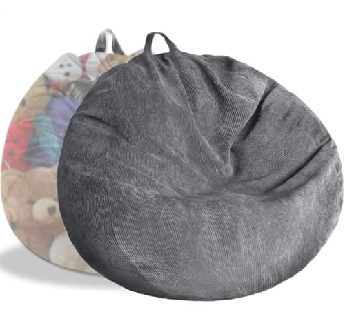 Stuffed Animal Storage Bean Bag Chair Cover (No Filler) Washable Ultra Soft Corduroy Bean Bag Cover for Organizing Plush Toys or Textile, Sack Bean Bag for Adults, Teens - Image 1