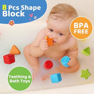 LiKee Shape Sorter Toys for 1+ Years Old, 8pcs Montessori Baby Blocks, Sensory Toddler Learning Toy for Fine Motor Skills, Infant Developmental Toys Gift for Boys Girls Ages 18+ Months - Image 4