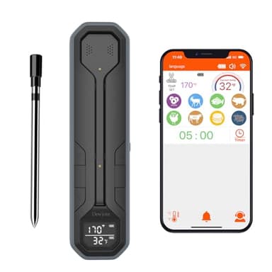Wireless Meat Thermometer – Digital Cooking Thermometer with Wireless Probe – 500Ft Remote Range Food Thermometer – with iOS & Android Read App -Preprogrammed Temperatures for BBQ, Oven, Grill - Image 1