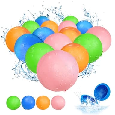 SOPPYCID Reusable Magnetic Water Balloons：16 Pack Refillable Water Bomb Splash Balls Self Sealing Quick Fill - Latex-Free Silicone Water Toys for Kids Adults - Water Games Outside Beach Pool Party - Image 1
