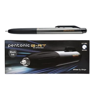 Pentonic GR-T Retractable Gel Pens, 10 Count, Black Ink, 0.7 mm Fine Point, Smooth Writing For Journaling, Note Taking, Office & School (1002363) - Image 1