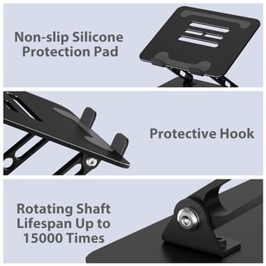 Gogoonike Adjustable Laptop Stand for Desk, Metal Foldable Laptop Riser Holder, Portable Desktop Book Stands, Ventilated Cooling Computer Notebook Stand Compatible with 10-15.6” Laptops - Image 6