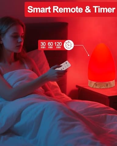 Red Light Night Light Lamp for Sleep, Red Nightlight Desk Lamp with 670nm Wavelength Multi-Color and Brightness Options Remote Control USB Charging Elegant Design - Image 8