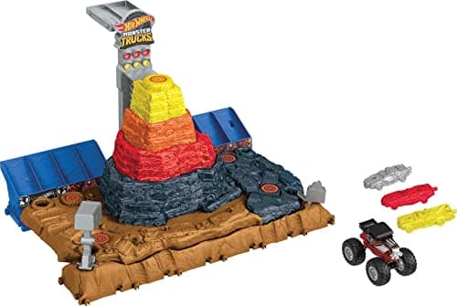 Hot Wheels Monster Trucks Playset & Toy Truck, Arena Smashers Bone Shaker Ultimate Crush Yard, Exclusive 1:64 Scale Bone Shaker & 3 Crushable Cars - Image 1