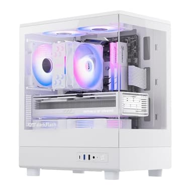 darkFlash Micro ATX PC Case, Pre-Install 3 PWM ARGB Fans Computer Case, Full View Dual Tempered Glass MATX Gaming PC Case, Type C Port, Supports up to 240mm AIO(DB330M) (White) - Image 1