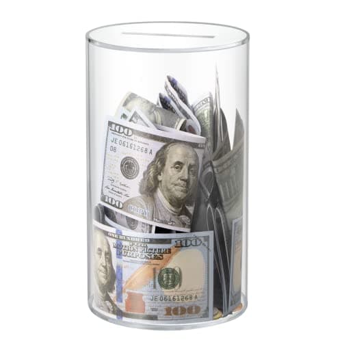 Hicocool Clear Piggy Bank, Acrylic Piggy Bank for Adults Must Break to Open, Unopenable Money Saving Box for Boys Girls Birthday Gift (10" H x 6" D) - Image 1