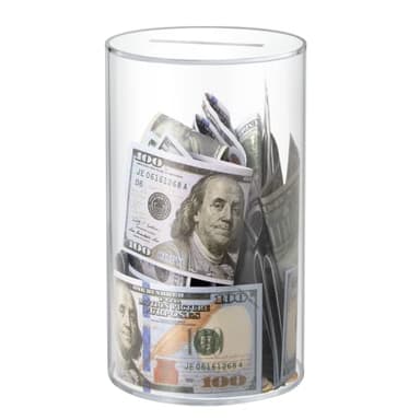 Hicocool Clear Piggy Bank, Acrylic Piggy Bank for Adults Must Break to Open, Unopenable Money Saving Box for Boys Girls Birthday Gift (10" H x 6" D) - Image 1