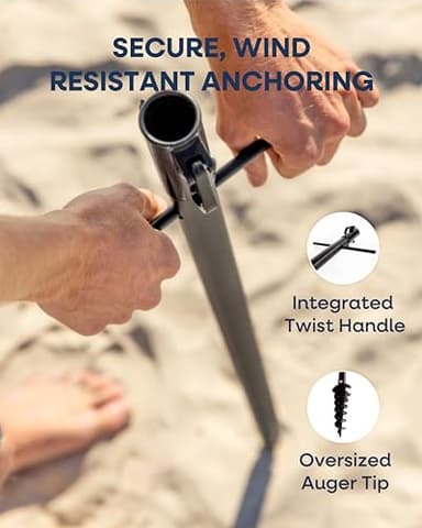 Sport-Brella Premiere XL 9-Foot Umbrella - Heavy-duty 1.25" Center Pole & Twist Handle Auger - UPF 50+ Sun Protection - Privacy Side Panels, Zippered Windows & 2 Interior Pockets - Carry Bag Included - Image 6