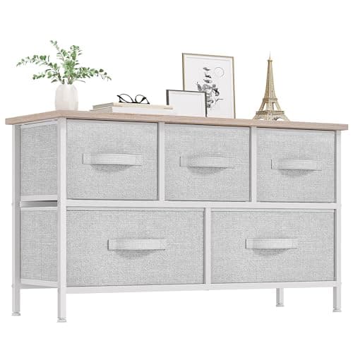 YITAHOME Dresser with 5 Drawers - Fabric Storage Tower, Organizer Unit for Bedroom, Living Room, Closets - Sturdy Steel Frame, Wooden Top - Image 1