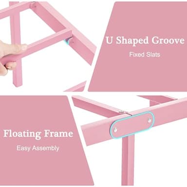 VECELO Twin Size Metal Platform Bed Frame with Headboard and Footboard, Heavy Duty Slat Support/No Box Spring Needed Mattress Foundation/Underbed Storage Space, Victorian Style - Image 6