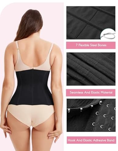 LODAY Waist Trainer Corset Shapewear Tummy Control Body Shaper Waist Cincher for Women Postpartum Belly Band Wrap(M,Black(hook)) - Image 4