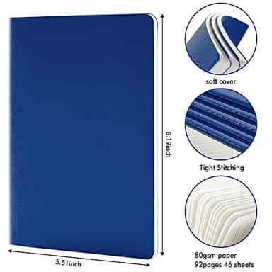 feela 16 Pack Soft Cover Journal Bulk, Lined Notebooks College Ruled for Work for Women Girl Writing, Blank Travel Journal Note Taking Notebook School Business Supplies, 8.2” x 5.5”, A5, Navy - Image 2