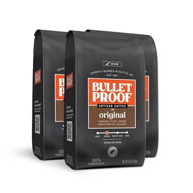 Bulletproof Original Medium Roast Ground Coffee, 12 Ounces (Pack of 3), 100% Arabica Beans, Clean Coffee Tested for Toxins, Packaging May Vary - Image 1