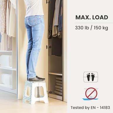 Vigar Compact Step Stool Foldable, 12-1/2-inch Step Stools for Adults up to 330 Pound, Lightweight Stool, Non-Slip Folding Step Stool, Geometric Body - Image 5