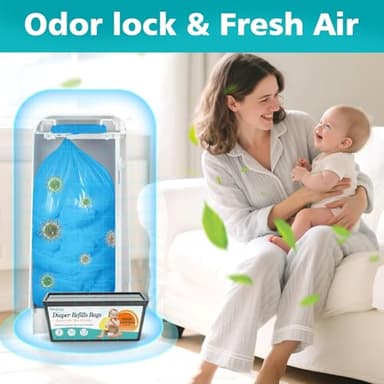 Refills Compatible with Diaper Genie Easy Roll Signature & Platinum Diaper Pail,2-Pack (60 Bags) for 2800 Newborn Diapers,7-Layer Powerful Odor Control.Extra Thickness,Durable & No Tear - Image 3