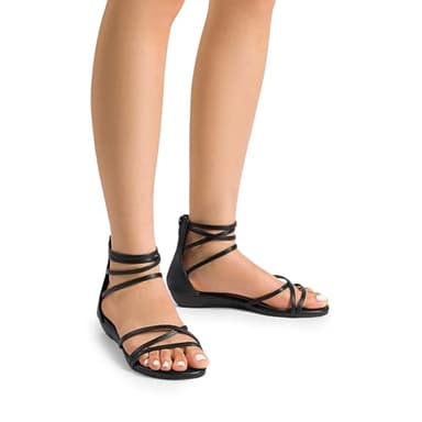 DREAM PAIRS Women's Ankle Strap Flat Sandals Summer Dressy Strappy Gladiator Rhinestones Sandals,Size 8,Black/Pu,WEITZ - Image 6