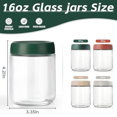 DIMBRAH Overnight Oats Containers with Lids,16oz Glass Jars with Lids - Set Of 4, Practical Oatmeal Container to Go, Chia Seed Pudding Jars, Baby Food Containers - Image 2