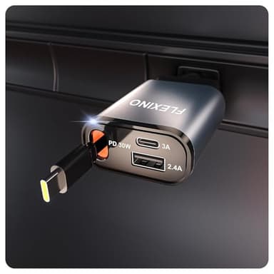 Flexino 【Ultra-Slim】 Retractable Car Charger for iPhone 16, 57W Fast Charging Car Chargers, USB C Car Charger Adaptor, Cigarette Lighter Adapter for iPhone 16/15 Series, Galaxy, Pixel, Grey - Image 2