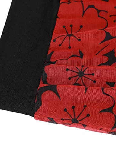 BAISHENGGT Women's Printed Flouncing Flared Short Sleeve Mesh Blouse Top X-Large Red Floral - Image 4