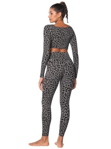 Sunzel Sunzfly Invisible Butt Scrunch Workout Leggings for Women, Butt Lifting High Waisted Gym Yoga Pants with Tummy Control 25" Leopard Charcoal Gray Large - Image 5