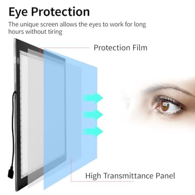 A3 LED Light Box for Tracing, elice Artist Drawing Lightbox Light Table Light Pad Light Copy Board, Up to 8000 Lux Super Bright Lightpad for Cricut Weeding Vinyl, Diamond Painting, Sketching (Black) - Image 7