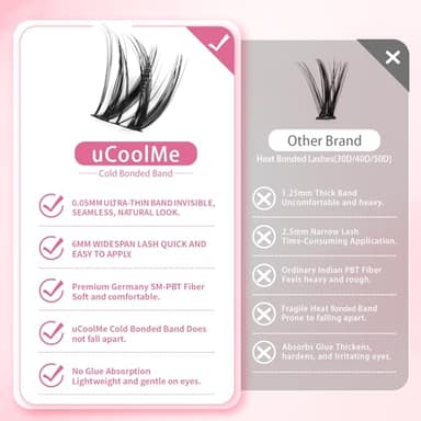 Flora Lash Clusters Kit 8-14mm Individual Lashes D Curl Spiky Cluster Lashes Kit Wispy Eyelash Clusters DIY Eyelash Extension kit with Lash Bond and Seal 0.05mm Ultra-Thin Black Lash Band DIY at Home - Image 5