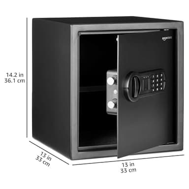 Amazon Basics Steel Home Security Electronic Safe with Programmable Keypad Lock for Documents, Jewelry, Valuables, 1.2 Cubic Feet, Black, 13"W x 13"D x 14.2"H - Image 5