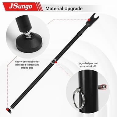 JSungo 2-in-1 Sliding Door Security Bar, Upgrade Doors Stoppers Security, Heavy-Duty Door Jammer Doors Stopper for Sliding Window, Adjustable Door Jammer for Home, Apartment, and Hotel, Black, 1 Pack - Image 5