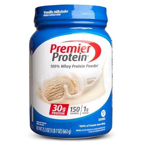 Premier Protein Powder, Vanilla Milkshake, 30g Protein, 1g Sugar, 100% Whey Protein, Keto Friendly, No Soy Ingredients, Gluten Free, 17 Servings, 23.3 Ounces - Image 1