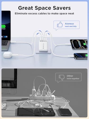 40W USB C Charger Block, 2Pack 4-Ports Type C Fast Phone Charging Cube with 6FT USBC to USBC Cord, Multiport Wall Plug Power Brick Box Compatible with iPhone, Samsung, iPad Pro, Cellphones Charger - Image 8