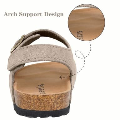ZUSERIS Kids Cork Footbed Sandals Toddler Slippers Open Toe Cute Summer Slip-on Slides Sandals with Adjustable Buckle for Boys Girls,Khaki,7 Toddler=Label 24 - Image 5