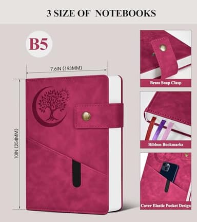 PAIBAS 365 Page Thick Lined Journal Notebook for Men Women, B5 Large Leather Journals for Writing, Hardcover Notebooks for Work, School, Note Taking, Business, Travel Diary, College Ruled 7.6" x 10" - Image 2