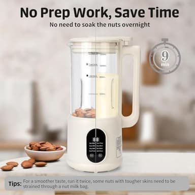 Nut Milk Maker, 8 in 1 Homemade Automatic Plant-Based Milk, Soy Milk, Oat Milk, Almond Milk, Coconut Milk & More, Multifunctional/12 Hours Timer/Auto-Clean/Room Temp/Keep Warm/Boil/Room Temp/Low-Noise - Image 6