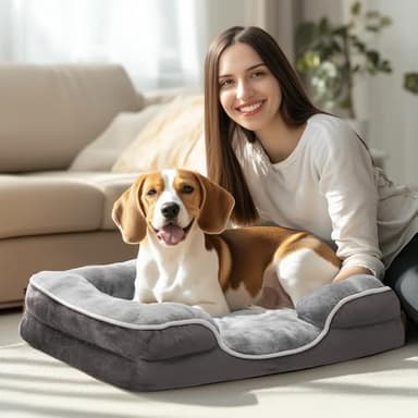 Sweetcrispy Orthopedic Dog Bed, Memory Foam Puppy Sleeping Sofa for Medium Pets with Washable Removable Cover Non-Slip Base Waterproof Liner Egg Crate, Classic Grey, 28" L x 23" W x 6.5" Th - Image 7