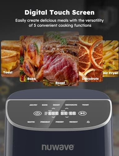 Nuwave Brio Plus 8 Qt Air Fryer, PFAS Free, New & Improved, Digital Touch Screen, Cool White Display, 50°F~400°F in Precise 5°, 5 Cook Functions, 100 Presets & 50 Memory, 3 Wattages 700, 1500, 1800 - Image 5